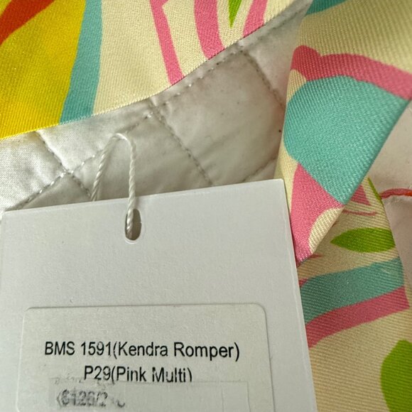 Lavender Brown Kendra Romper Pink Multi Floral Print Summer Outfit, S - Picture 5 of 15